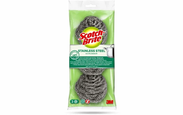 Éponge D’acier Spirale En Acier Inoxydable 3M Scotch-Brite 3 Pièces – Éponge De Nettoyage 1